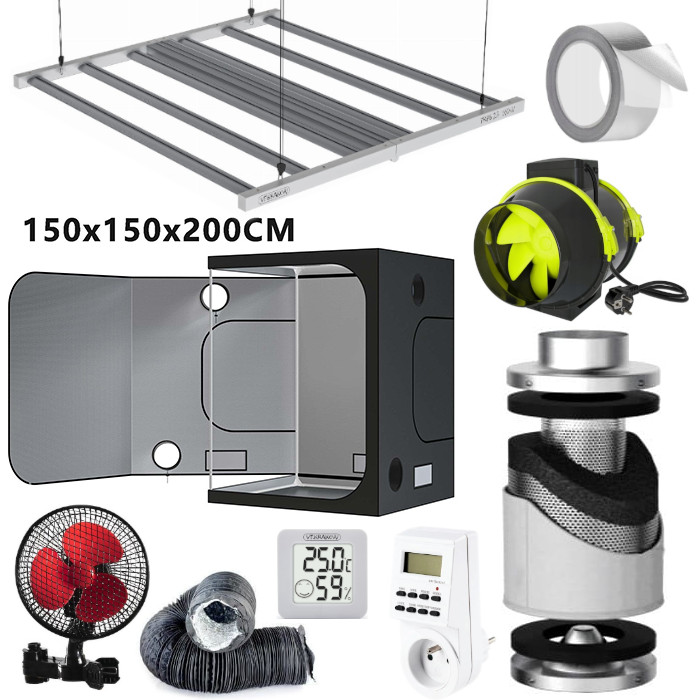 Growbox Ambient zestaw (150×150×200 cm) z lampą LED TRPS 660W – kompletny zestaw do uprawy roślin indoor (2,25 m²)