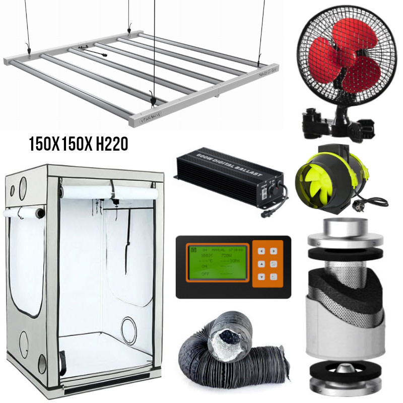 Growbox Ambient zestaw (150×150×220 cm) z lampą LED TRPS 720W + sterownik PWM – kompletny zestaw do uprawy roślin indoor