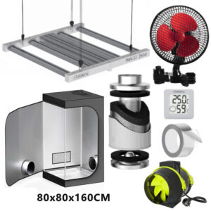 Growbox zestaw (80×80×160 cm) z lampą LED TRPS 240W – kompletny zestaw do uprawy roślin indoor (0,64 m²)