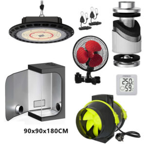 Growbox zestaw (90×90×180 cm) z lampą LED UFO 300W – kompletny zestaw do uprawy roślin indoor (0,81 m²)
