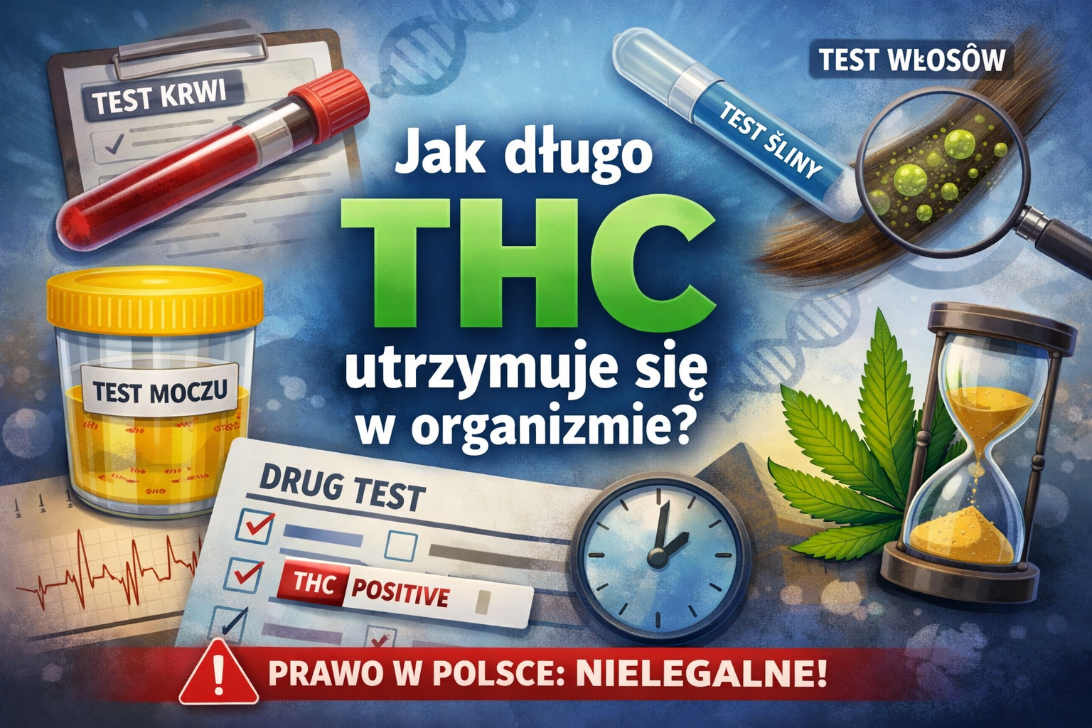 Jak długo THC utrzymuje się w organizmie? Wykrywalność w moczu, krwi, ślinie i włosach – bez mitów