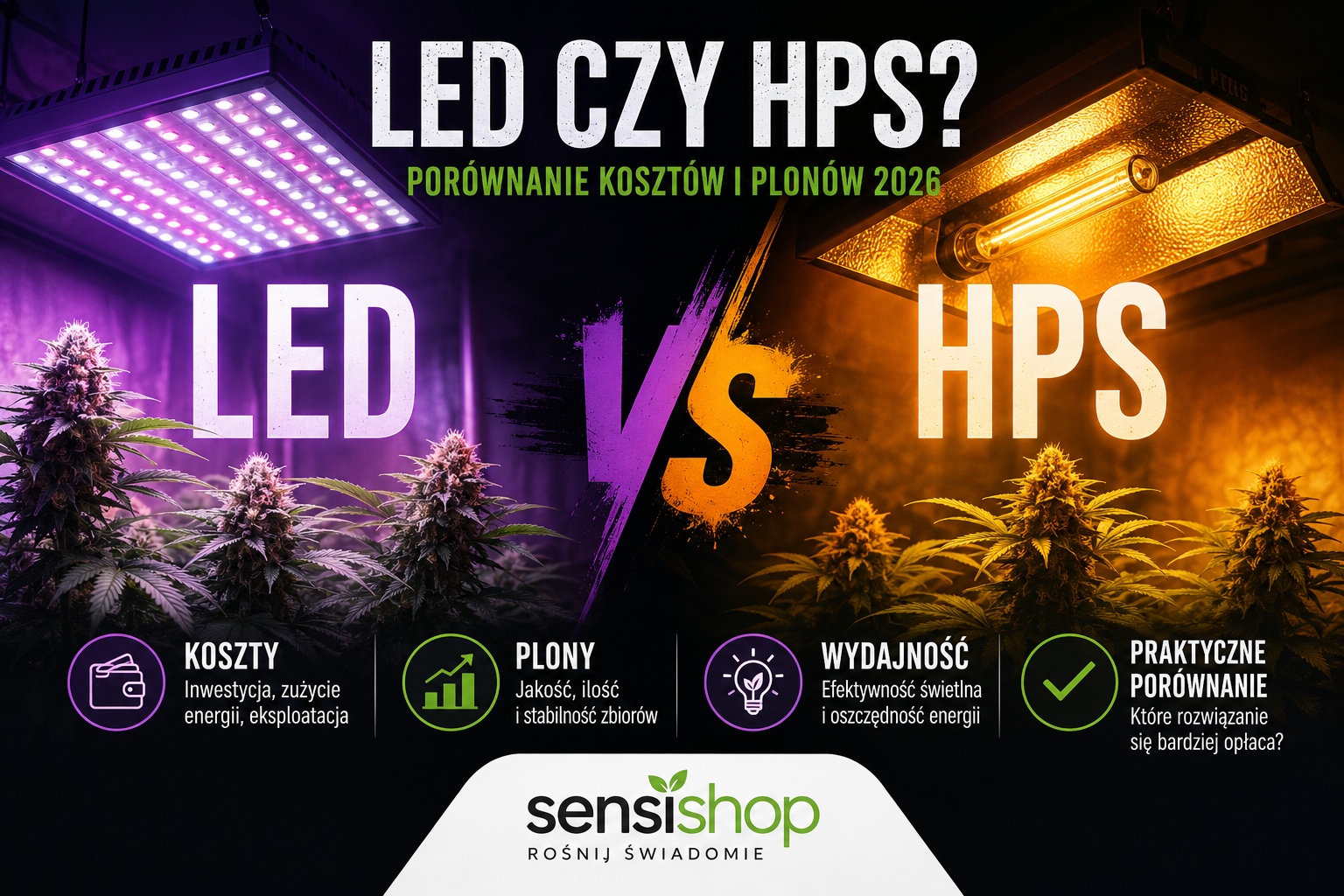LED czy HPS? Porównanie kosztów i plonów 2026 | Sensishop