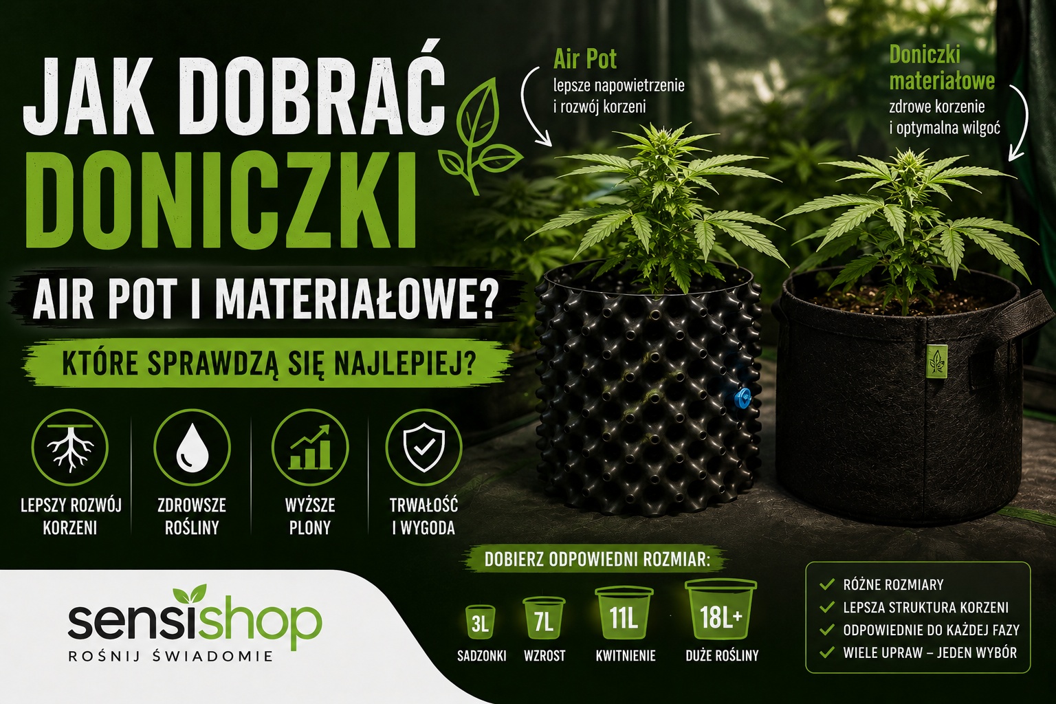 Jak dobrać doniczki Air Pot i materiałowe? | Sensishop