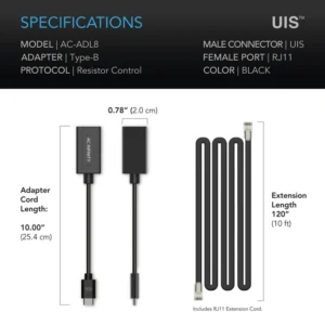 AC Infinity AC-ADL8 Adapter oświetleniowy UIS typ B do RJ11/RJ12 i ściemniaczy rezystorowych